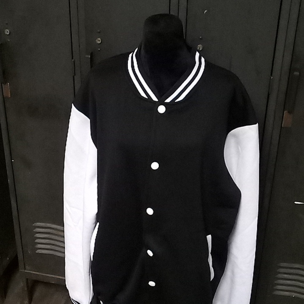 White and black button-up jacket
